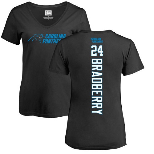 Carolina Panthers Black Women James Bradberry Backer NFL Football #24 T Shirt